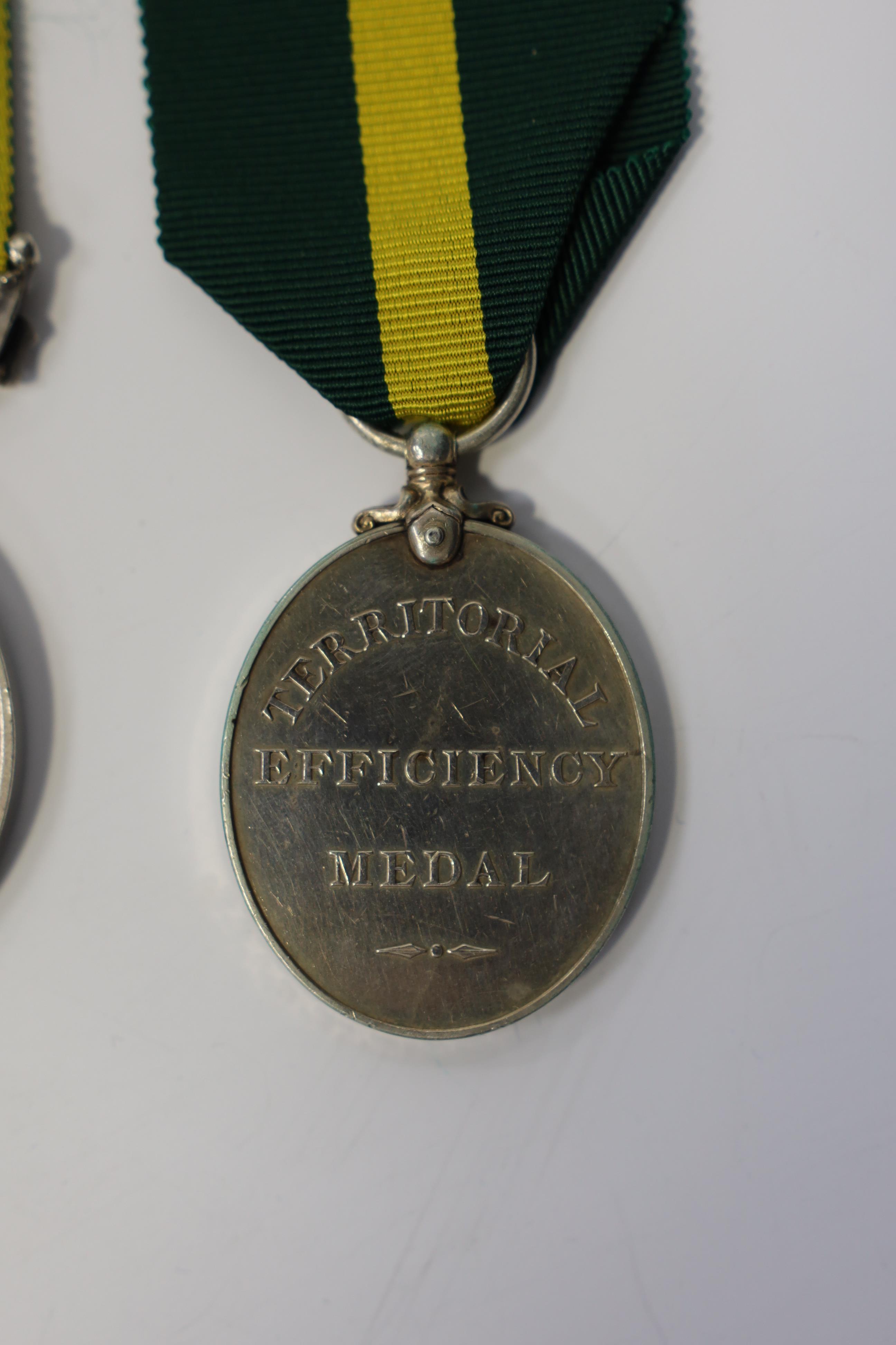 Six assorted Efficiency medals; GV (C) India to Pte.F.S.Slee,1 E.I.RY.R.,A.F.I.;GV (A) Territorial to 477046 Sjt H.W.Pawley, R.A.M.C.; GVI Militia to 2313197 Sclmn.S.H.Dummer, R.Signals.; GVI Territorial to 1434970 Gnr C